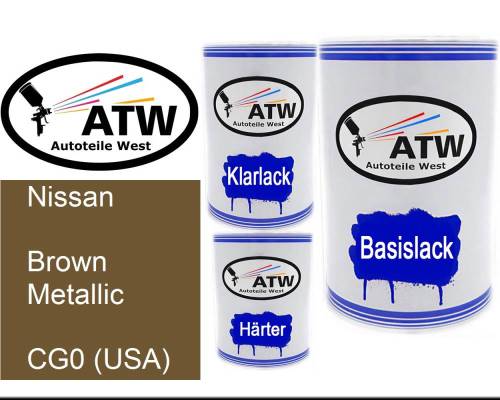 Nissan, Brown Metallic, CG0 (USA): 500ml Lackdose + 500ml Klarlack + 250ml Härter - Set, von ATW Autoteile West.